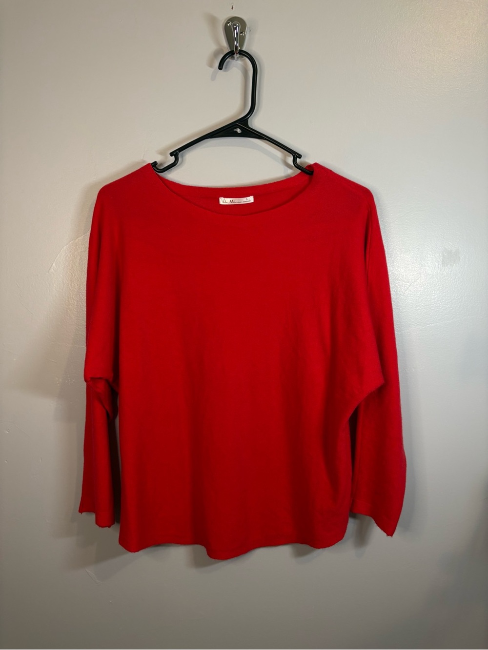 Vila Milano Classic Red Sweater Dolman Sleeve Batwing Soft Comfy Office Business